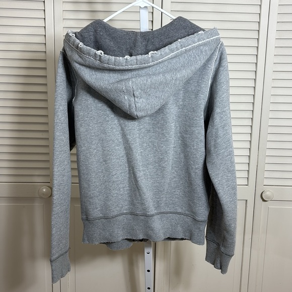 Abercrombie & Fitch Women's Gray Zip-Up Distressed Hoodie with 1892 Patch XL - Picture 6 of 10